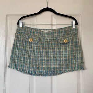 Hollister Tweed Mini Skirt - Blue and Yellow